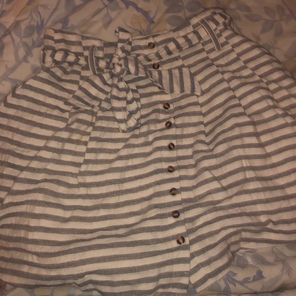 Cream and charcoal striped skirt